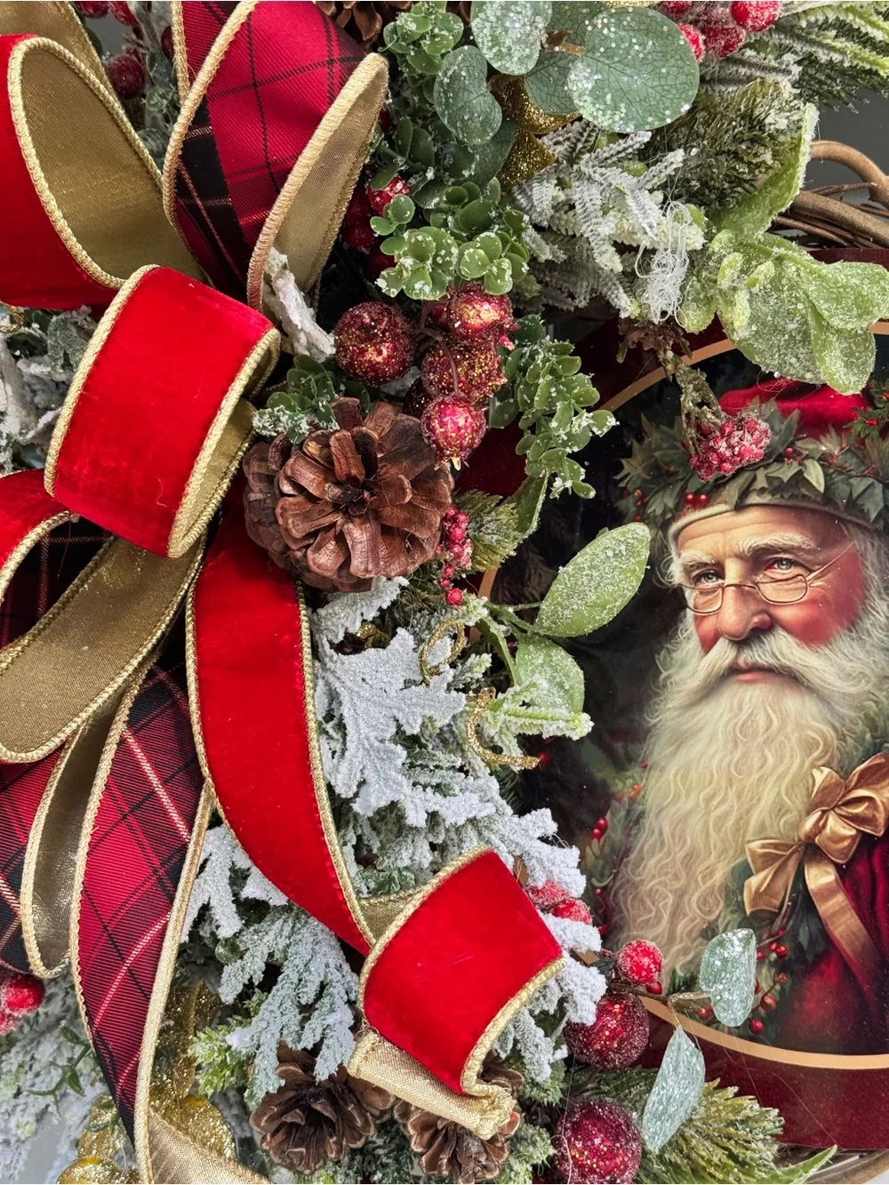 Vintage Santa Grapevine Wreath